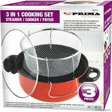 3 in 1 Fryer Set Non Stick Chip Fry Pan with basket & glass Lid