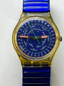 Orologio SWATCH Gent DROP (GK708)-Ø34mm-Blu/giallo-Data/Giorno-GUARDA! - Foto 1 di 7