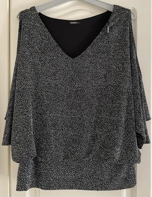 New w/o tag ROMAN black silver sparkle top with cold shoulder sleeves Size 12 - Image 1 of 4