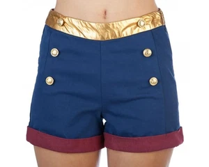 Size 2XL - Wonder Woman High Waisted Shorts Adult Cosplay DC Comics Buttons - Picture 1 of 4