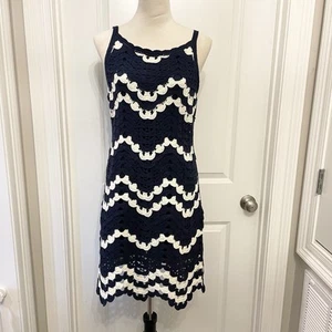 Neu mit Etikett House of Harlow 1960 Damen Kleid S dunkelblau und weiß ärmellos Strick - Bild 1 von 8
