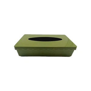 Caja de pañuelos verdes Ransburg de colección borde festoneado MCM retro montable con bisagras - Imagen 1 de 11