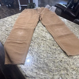 Carhartt Double Knee Duck Canvas Pants B01 BRN USA Mens 34x32 Loose Fit Nice - Picture 1 of 13