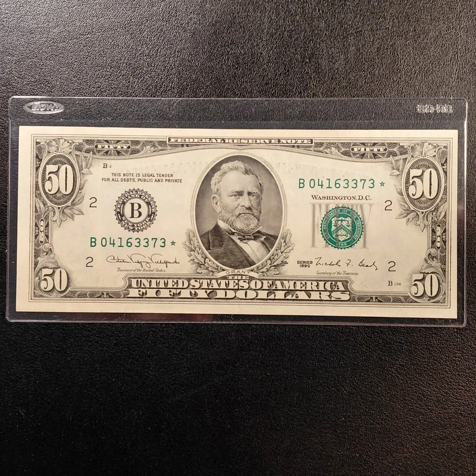 1990 ($50) *STAR* Federal Reserve Banknote. New York, NY. Very nice condition. - Image 1 of 4