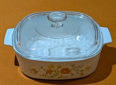 Винтажная форма для запекания Corning Ware Wildflower A-2-B 2 литра с крышкой A-9-C - Изображение 1 из 4