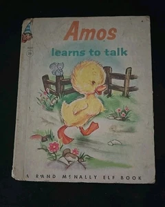 Vintage Children's Rand McNally Elf Book AMOS LEARNS TO TALK Little Duck 1950's - Picture 1 of 7