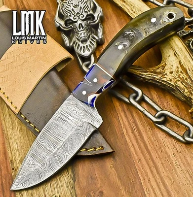 LMK Hot Item Cuchillo Skinner Twist Damascus Ram's Horn EDC Mejor Venta 2024 Foto 1 de 4