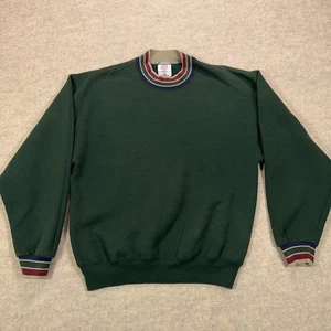 Vintage Jerzees Super Sweats Ringer Pullover Rundhals Pullover Grün Gr. Medium 90s - Bild 1 von 12