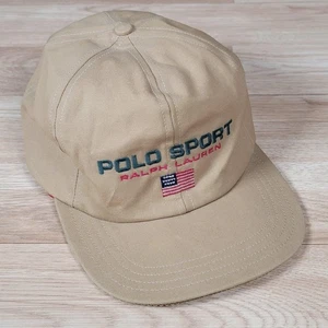 De colección Polo Deportivo Ralph Lauren Gorra Beige Correa Pana Forrada EE. UU. 90s - Imagen 1 de 9