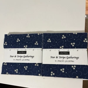 Primitive Gatherings Star & Stripe Gatherings Red Blue White Charm Pack Lot Of 2 - Picture 1 of 9