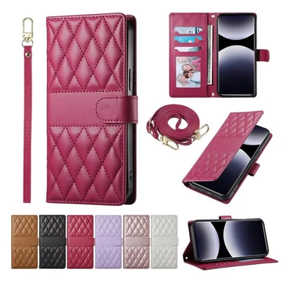 Grid Leather Wallet Cover Case For Motorola Edge 50 G55 G75 G45 G35 G72 G34 G54 - Image 1 of 4