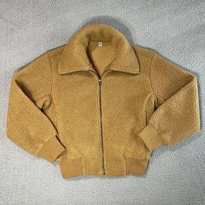 Chaqueta Uniqlo Mujer Pequeña Camel Sherpa Vellón Cremallera Oso de Peluche Foto 1 de 4