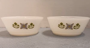 Vintage Fire King 4,5 Zoll Dessertschalen 2er Set Green Meadow - Bild 1 von 9