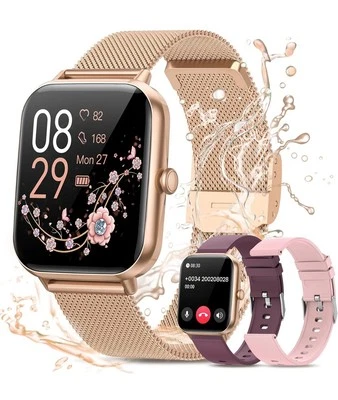 G36 Smarte Uhr Watch Damen Rosé Gold HD Fitness Tracker Blutdruck Puls Anrufe  - Bild 1 von 4