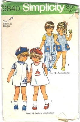 Pattern Simplicity Sewing Toddlers Jumpsuit, Dress, Jumpsuit & Hat  Sz 1 Vintage - Image 1 of 2