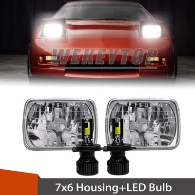 7x6 5x7 LED Headlights Housing Hi/Lo Beam H4 For Pontiac Fiero 1984-1988 Foto 1 de 4