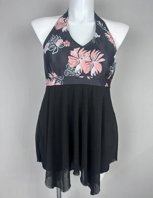 Traje de baño Tankini 4XL para mujer 1 pieza sujetador acolchado ajustable acampanado halter Foto 1 de 4