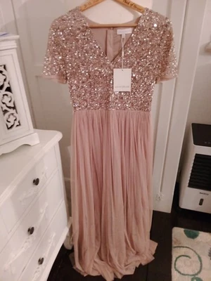 Maya Next Ladies Sequin Evening Dress Dusky Pink Size 10 - Image 1 of 4