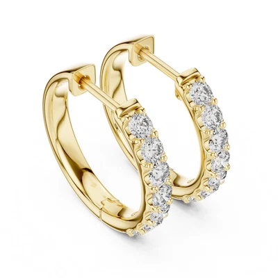 14Kt Gold 0.70 Ct Lab Grown Diamond Huggie Hoop Earrings - Image 1 of 4
