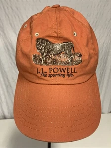 Vintage Löwe bestickt J.L. Powell The Sporting Life Mütze Erwachsene verstellbar orange - Bild 1 von 10