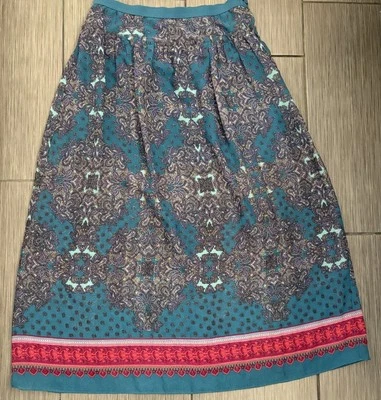 Maxi Falda Para Mujer American Eagle Verde Paisley Talla 10 Bohemia Ligera  Foto 1 de 4