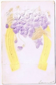 Glückspostkarte geprägt Hufeisenveilchen 1908 - Bild 1 von 2