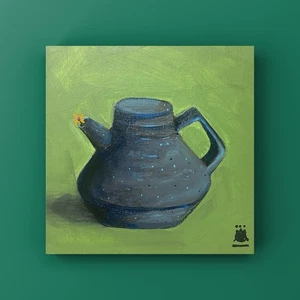‘Green Tea’ Fine Art,Small, Floral StillLife Original Painting, Unframed - Picture 1 of 6