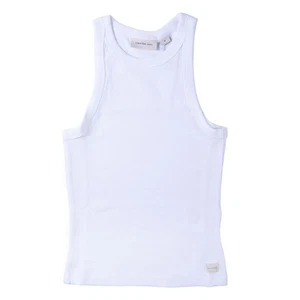 Calvin Klein Jeans Woven Label Tank Top Damen Slim-Fit Weiß - Bild 1 von 3