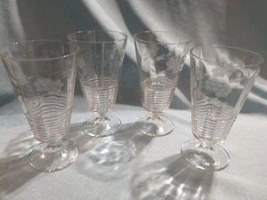 SET OF FIVE Federal Glass 145R-6 Cut Floral Clear 6 1/2'' ice tea Goblets ribbed - Picture 1 of 15