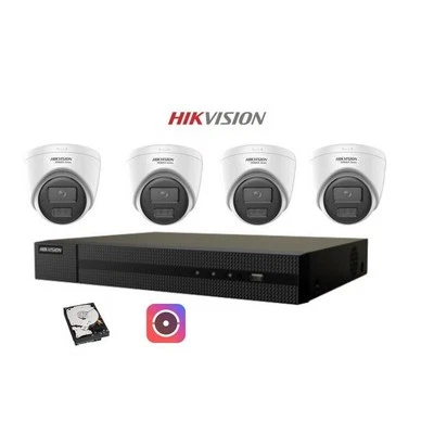 Kit videosorveglianza IP Hikvision Nvr POE 4 Canali 4 telecamere dome 2mpx 500GB - Immagine 1 di 4