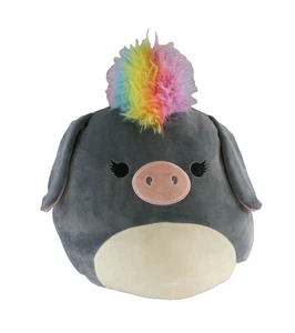 Squishmallow Squish-Doos Milanda The Donkey 16 in Rainbow Mohawk KellyToy - EUC - Picture 1 of 12