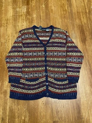 Vintage Multicolor Geometric Patterned Cardigan Knit Sweater Women’s Medium - Image 1 of 4