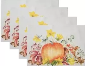 4 PVC In/Outdoor Polyvinyl Tischsets (13""x18"") HERBSTKÜRBISSE, ERNTEFELDER, BM - Bild 1 von 18