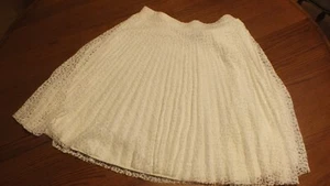 SJS M Skirt White Lace Lined pleated cottage core Knee Length - Picture 1 of 8