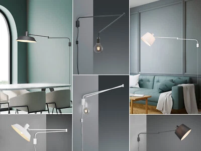 Wandleuchten mit langem Schwenkarm & Stecker für über Esstischlampen Couchtisch - Bild 1 von 4