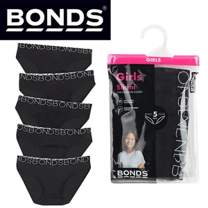5 Pack Bonds Girls Bikini Kid Black Comfy Cotton Briefs Undies Underwear Panties - Picture 1 of 5