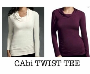 CABI TWIST NECK TEE LONG SLEEVE BLOUSE BURGUNDY WINE OR CREAM - BOTH SIZE LARGE - Picture 1 of 7