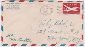 TurtlesTradingPost- Victoria, TX 1947- Airmail Stationary to New York City - Picture 1 of 1