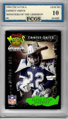 1994 Coca-Cola Monsters of the Gridiron Emmitt Smith #8 FCGS 10 GEM MINT - Image 1 of 2
