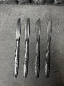 VTG Interpur Knives Rose Cottage Satin Stainless Steel Flatware Korea Lot of 4 - Picture 1 of 6