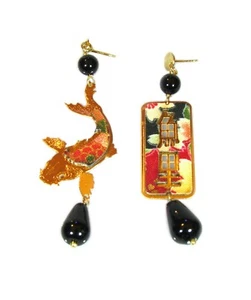  Orecchini Carpa Argento Mini Rubino - Foto 1 di 1