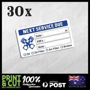 30x Next Service Due Label Mobile Mechanic Stickers 35x65mm #TYPE026 - Picture 1 of 1