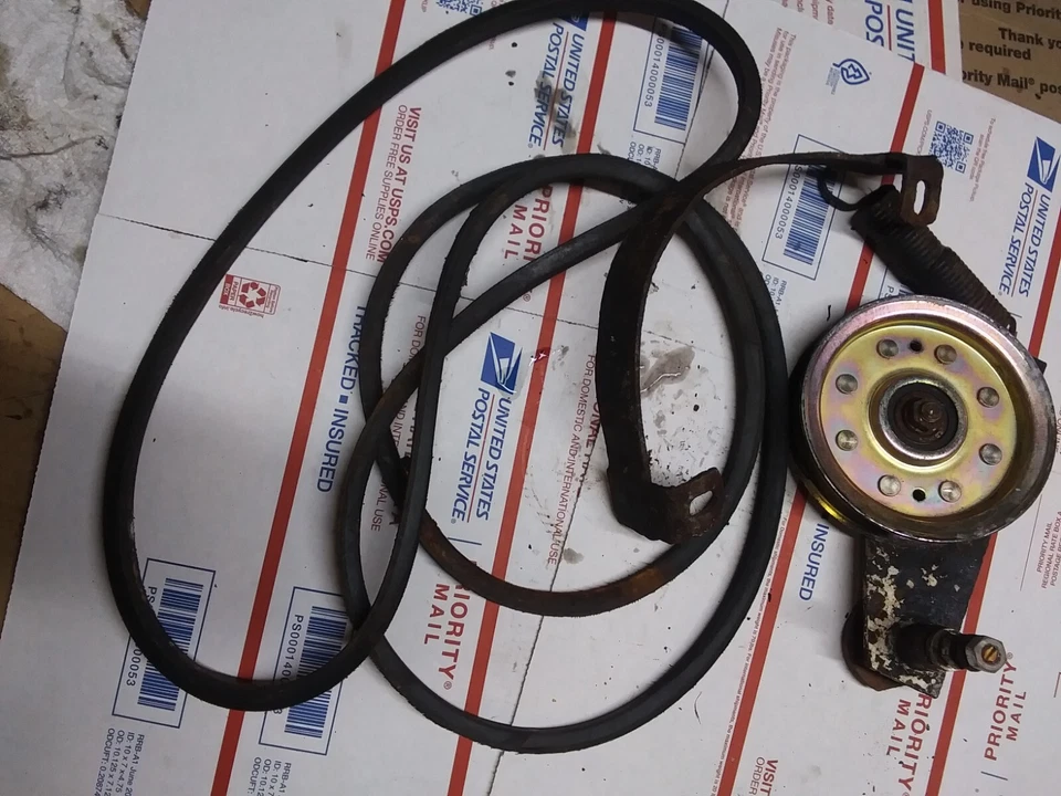 Sears Suburban 42'' Mowing Deck Tensioner Bracket,Pulley,Belt In Good Condition - Image 1 of 4