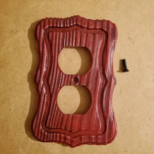 Vintage 1960 Molded Plastic Wood Grain Electrical Outlet Covers Red - Picture 1 of 1