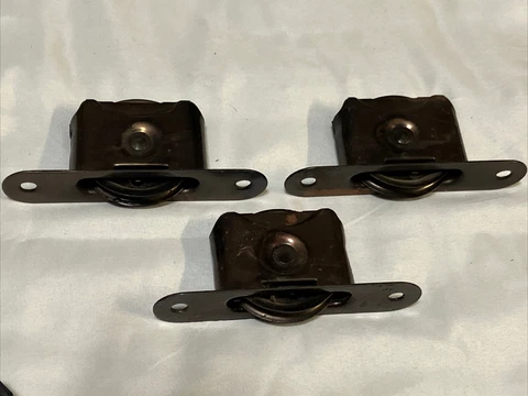 LOT 0F 3 Stanley Antique Window Sash Rope Weight Pulley Hardware Steel Cover