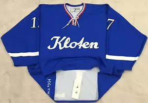 Kloten Switzerland #17 Jacquemet Game Worn Fight Strap Hockey jersey size XL - Picture 1 of 9