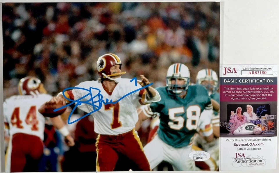 NFL Joe Theismann Signed Washington Redskins 8x10 Photo K Autograph JSA COA - Image 1 of 1