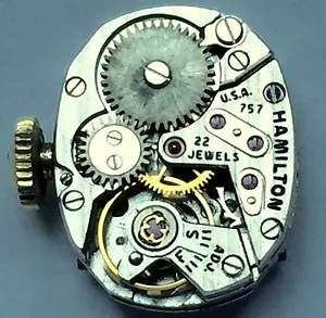 Movimiento de reloj Hamilton calibre 757~Completo con buen equilibrio, garrapatas - Imagen 1 de 2