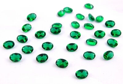 Emerald Oval Cut Lot Loose Lab Created Gemstone 5x7 MM For Jewelry P-2217 - Image 1 of 2