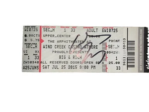 Big And Rich Ticket Stub Schild von Cowboy Troy 2015 - Bild 1 von 1